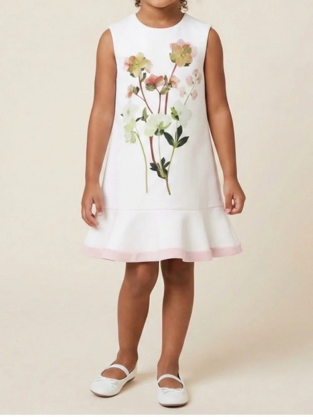 Victoria Beckham x Target sz girls XL Dress floral graphic sleeveless Pink Trim